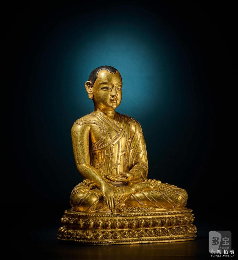 14世纪（丹萨替） 铜鎏金止贡巴·仁钦贝像 - 图4
